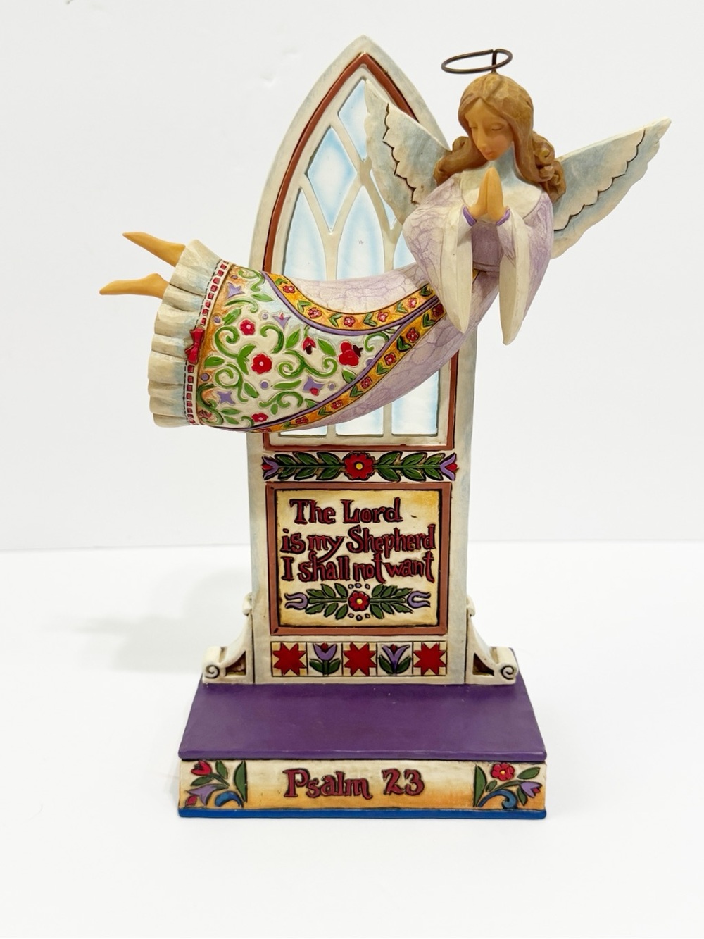 Jim Shore Purple and Cream Psalm 23 Angel Figurine 2006